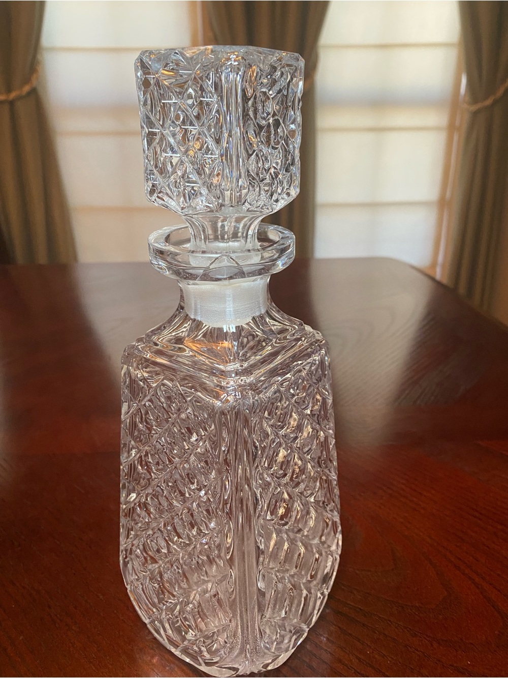 Clear Cut-Glass Decanter with Faceted Stopper - Home Accents